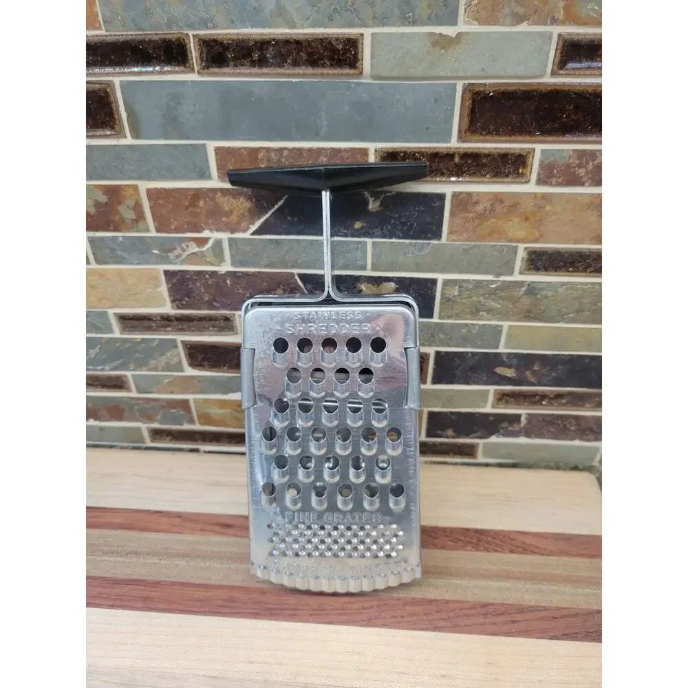 Vintage Stainless Steel Handheld Kitchen Grater Slicer Chopper Mincer Shredder